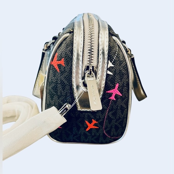 MICHAEL KORS Small Airplane Print Limited Edition Jet Set Crossbody Duffle - Picture 5 of 6